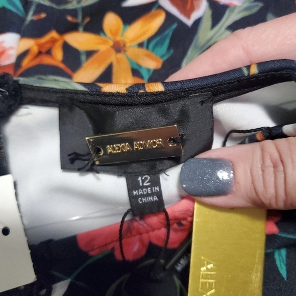 Alexia Admor AlexaFloral Print Lace Trim, Fit & Flare Dress Size 12, Retail $245 - Picture 8 of 15